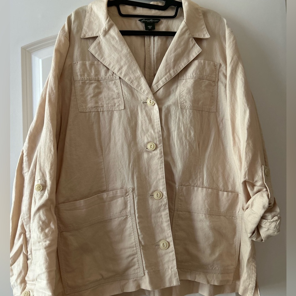 Eddie Bauer Women's Tan Linen/cotton Utility Jacket